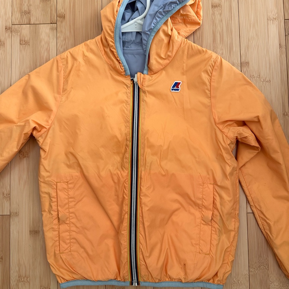Orange Hooded Jacket with Logo Double layer